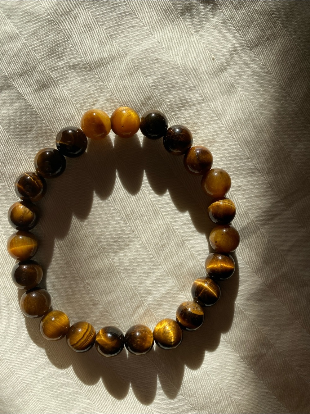 Tigers Eye Beaded Stretch Bracelet - Golden Brown